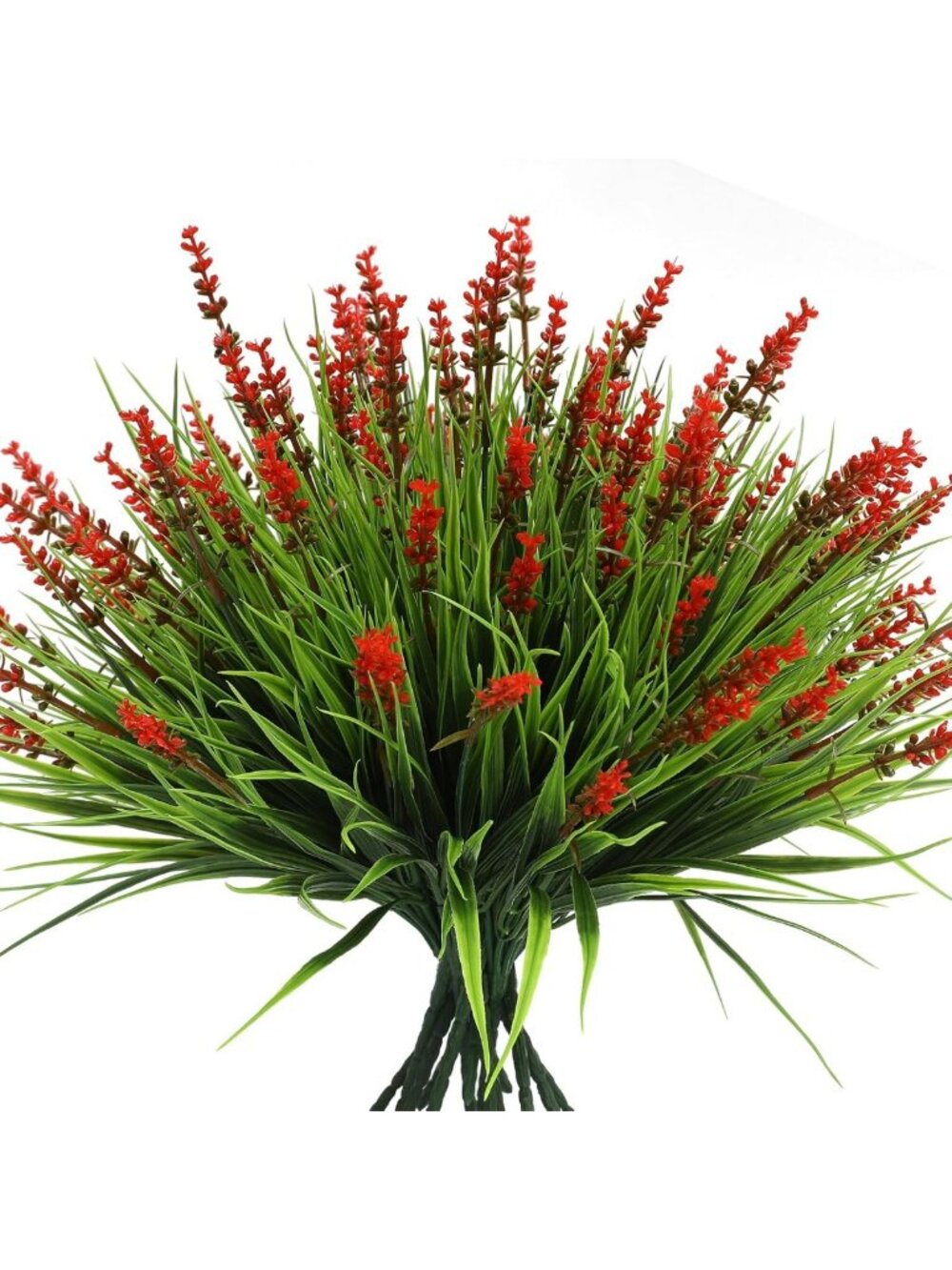 Vibrant Red Artificial Flowers - 12 Bundles Faux Plants for Outdoor Decor, Yard